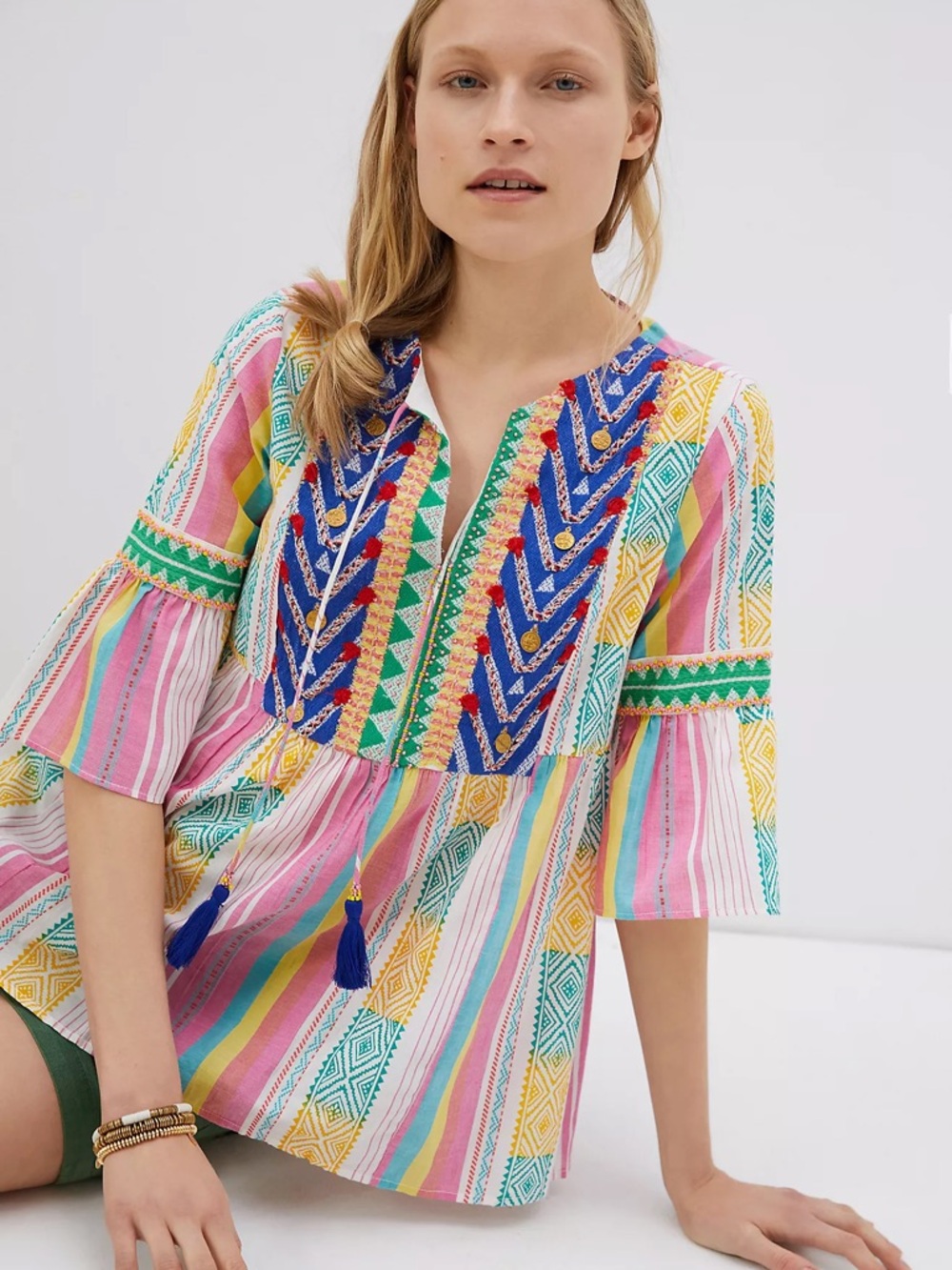 Anthropologie Verb Vanessa Embroidered Tunic Blouse